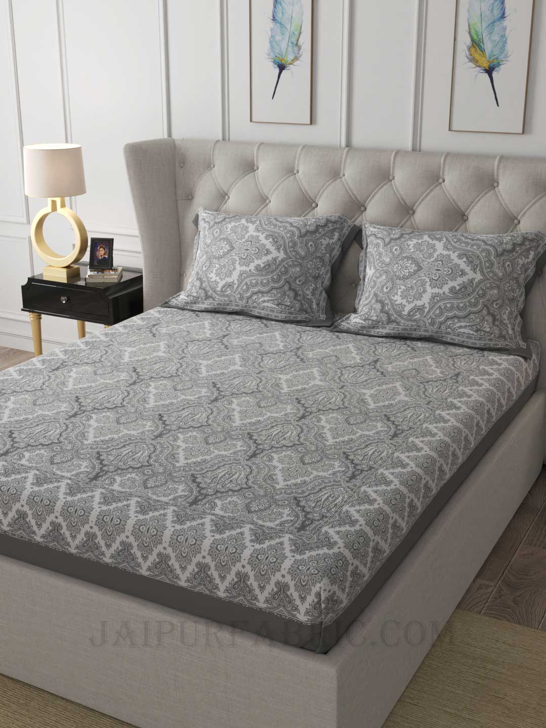 Royal Jacquard Cloud Gray Double Bedsheet