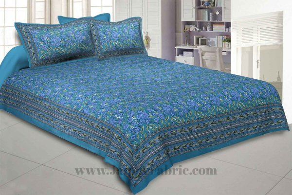 Green Floral Decor Double Bedsheet