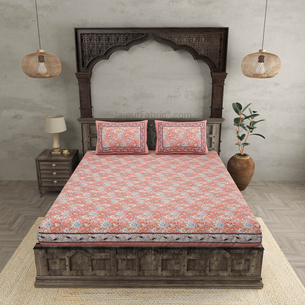 Pink Floret Bed Double Bedsheet