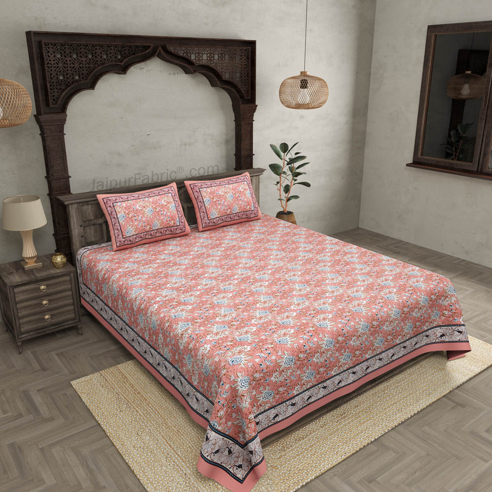 Pink Floret Bed Double Bedsheet