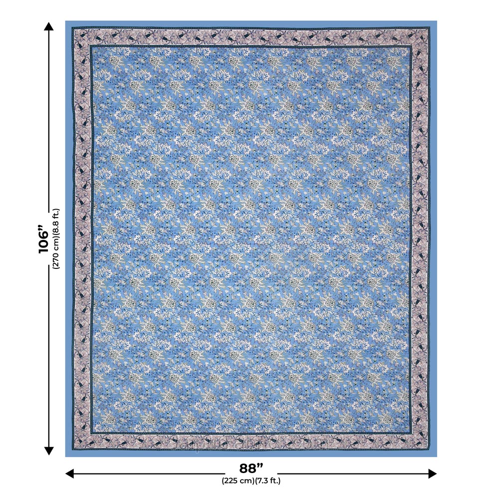 Blue Floret Bed Double Bedsheet