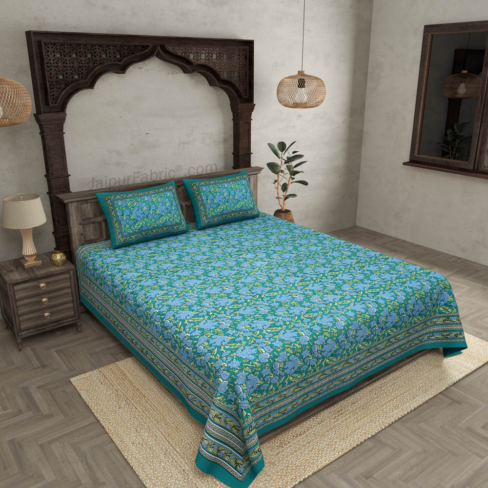 Green Iconic Iris Double Bedsheet