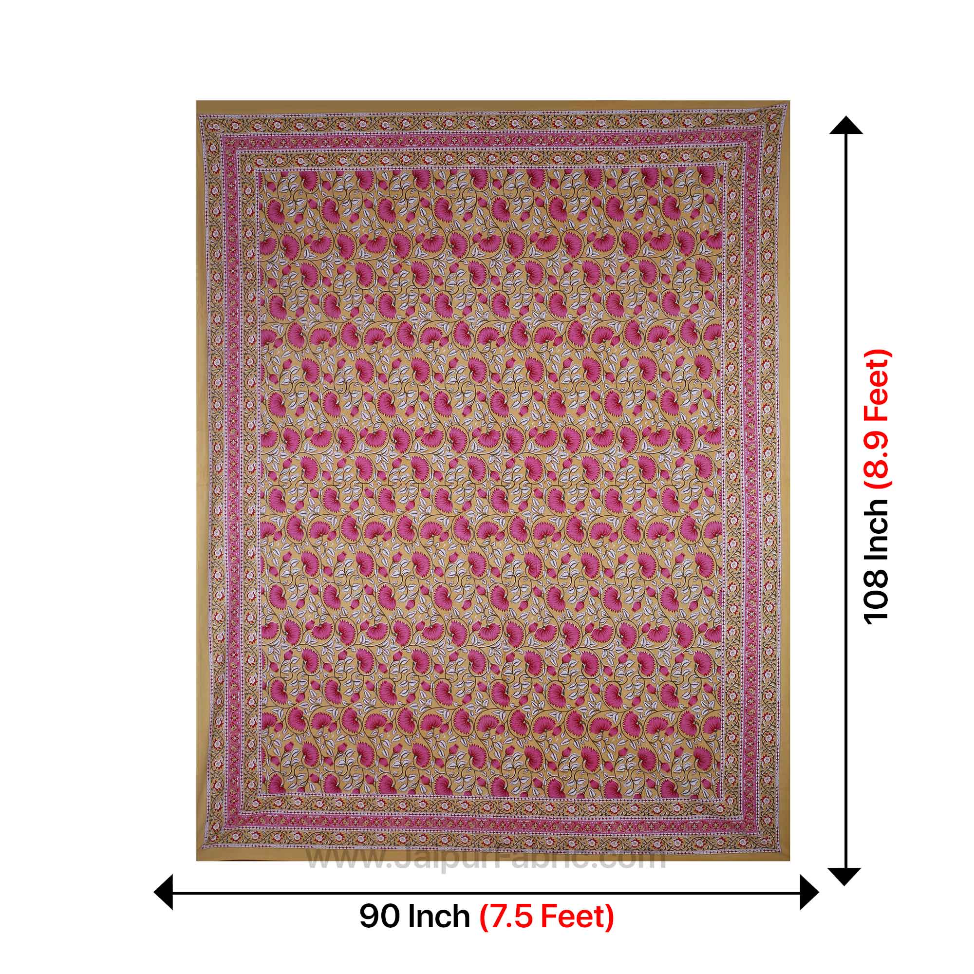 Lush Lotus Mustard Double Bedsheet