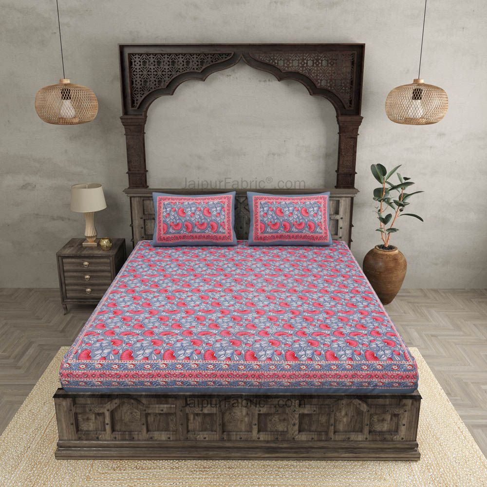 Lush Lotus Grey Double Bedsheet