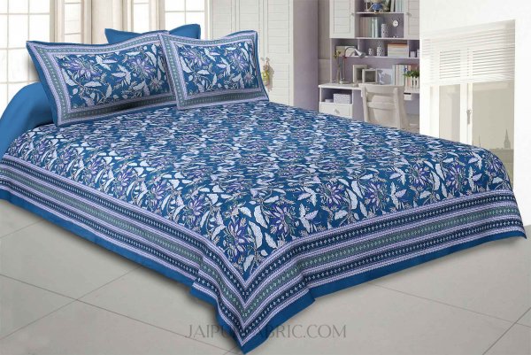 Ferns Petals Green Double Bedsheet