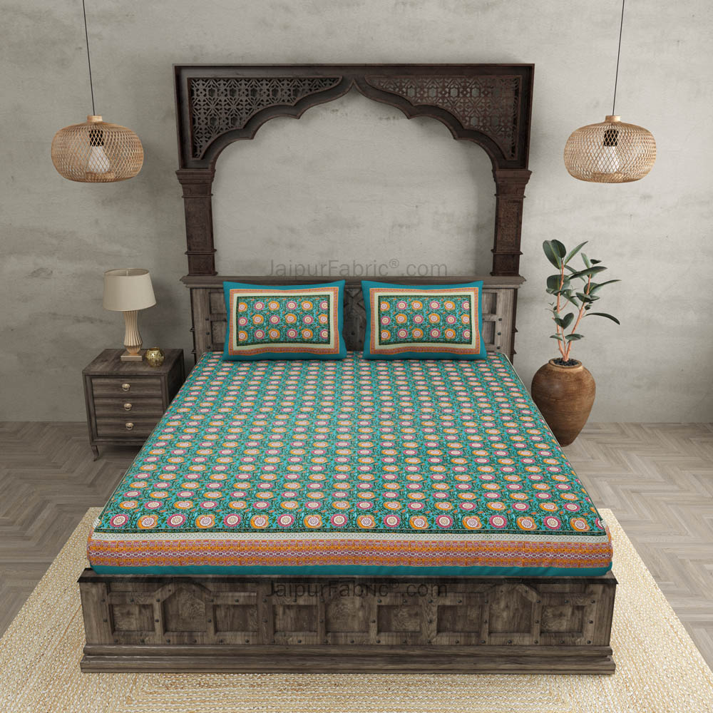 Festival Chakri Green Double Bedsheet