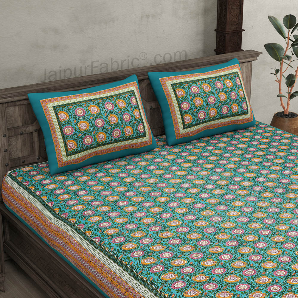 Festival Chakri Green Double Bedsheet