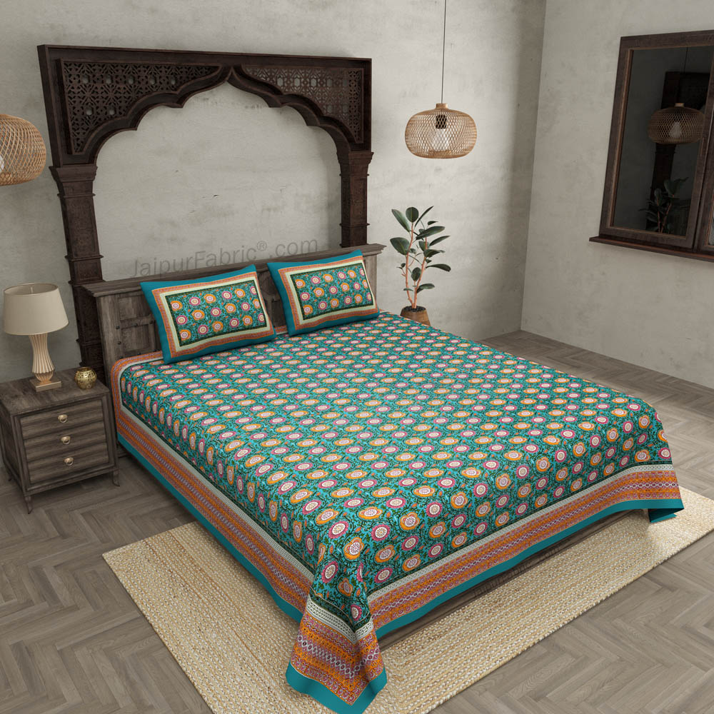 Festival Chakri Green Double Bedsheet