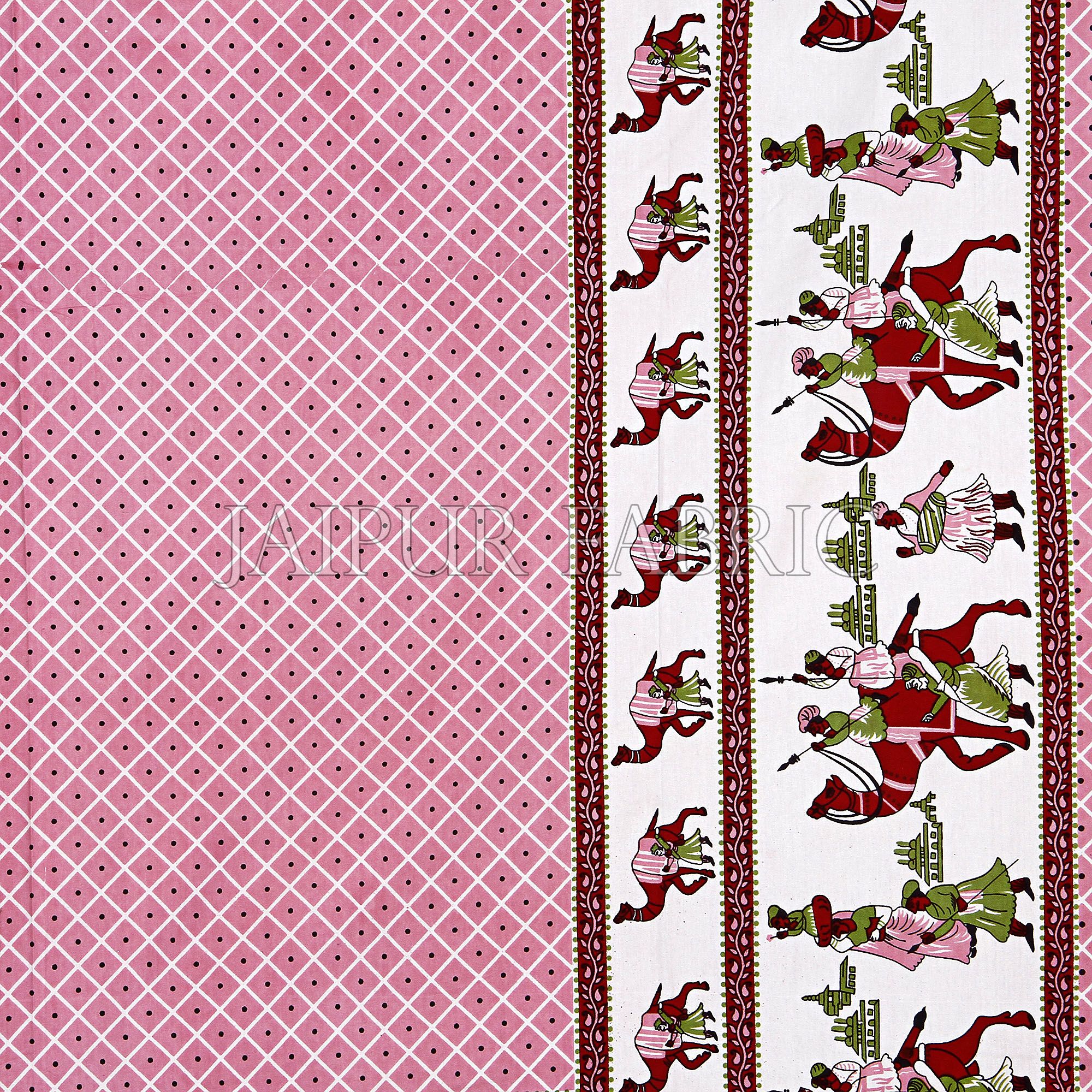 Pink Border Fat Wedding Print Cotton Double Bed Sheet