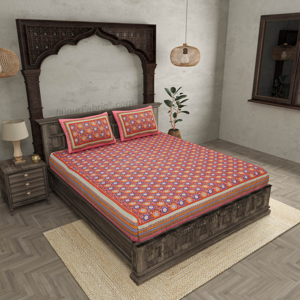 Festival Chakri Red Double Bedsheet