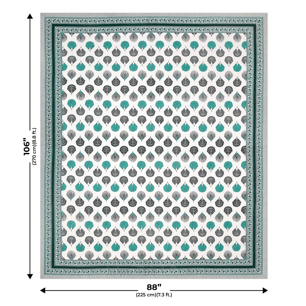 Morr Pankh Green Double Bedsheet