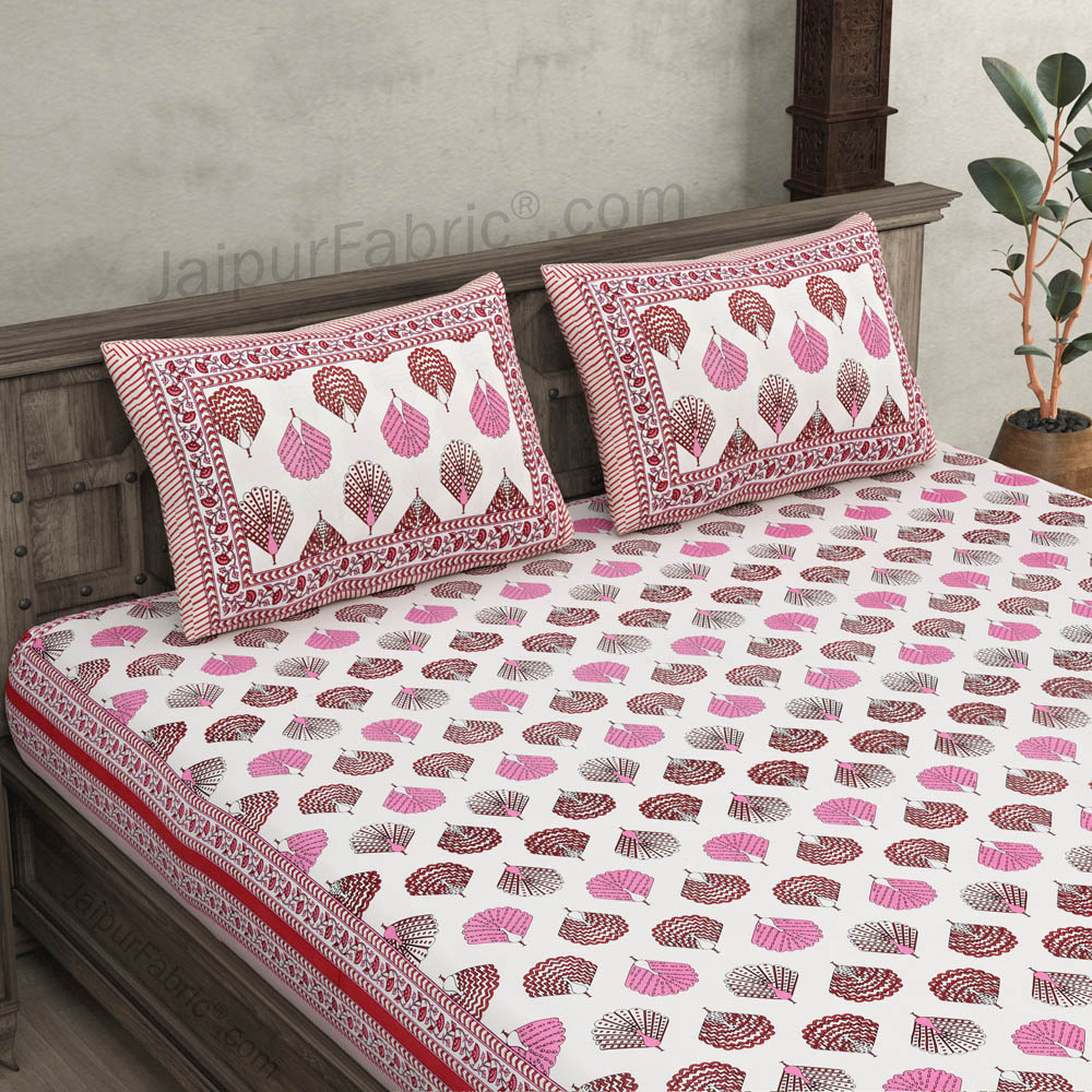 Morr Pankh Pink Double Bedsheet