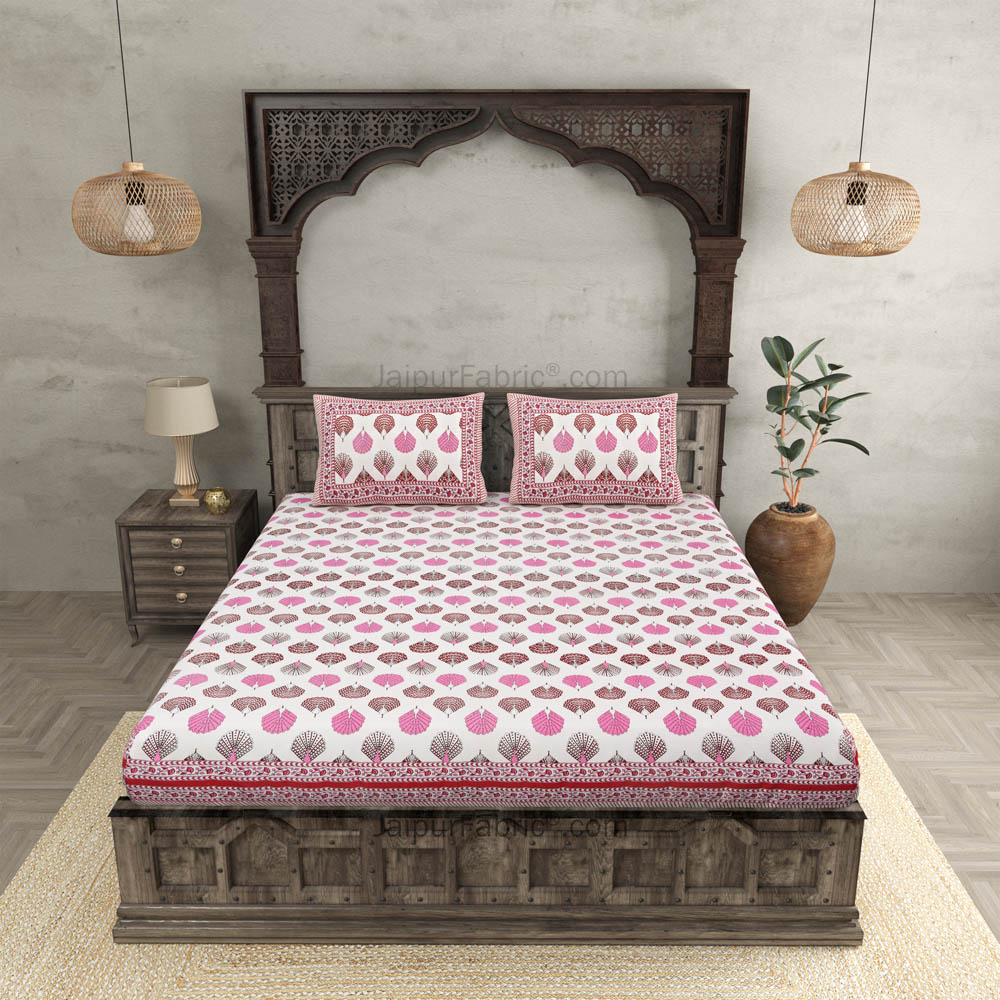 Morr Pankh Pink Double Bedsheet