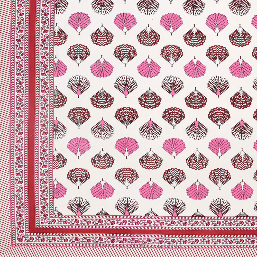 Morr Pankh Pink Double Bedsheet