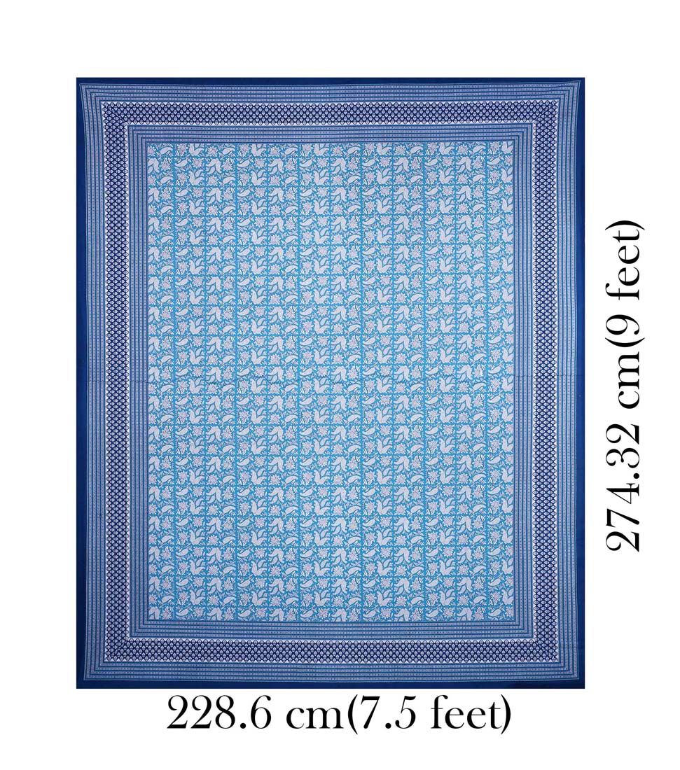 Floret Kingdom Blue Double Bedsheet