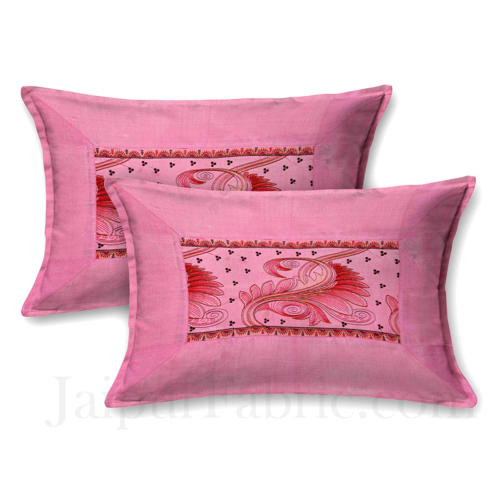 Silk Bed Sheet  Pink Color With Lace Work Superfine bed cover