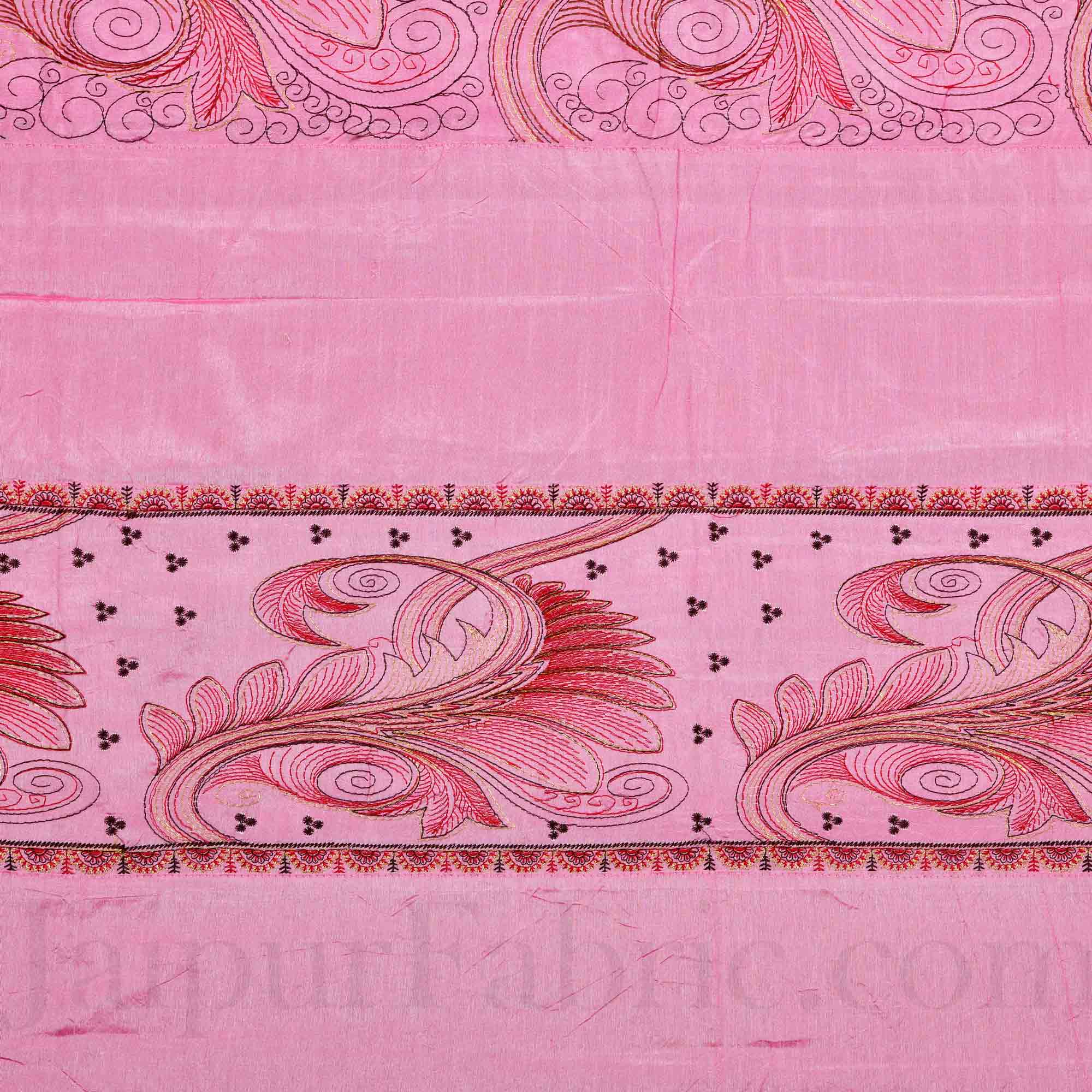 Silk Bed Sheet  Pink Color With Lace Work Superfine bed cover