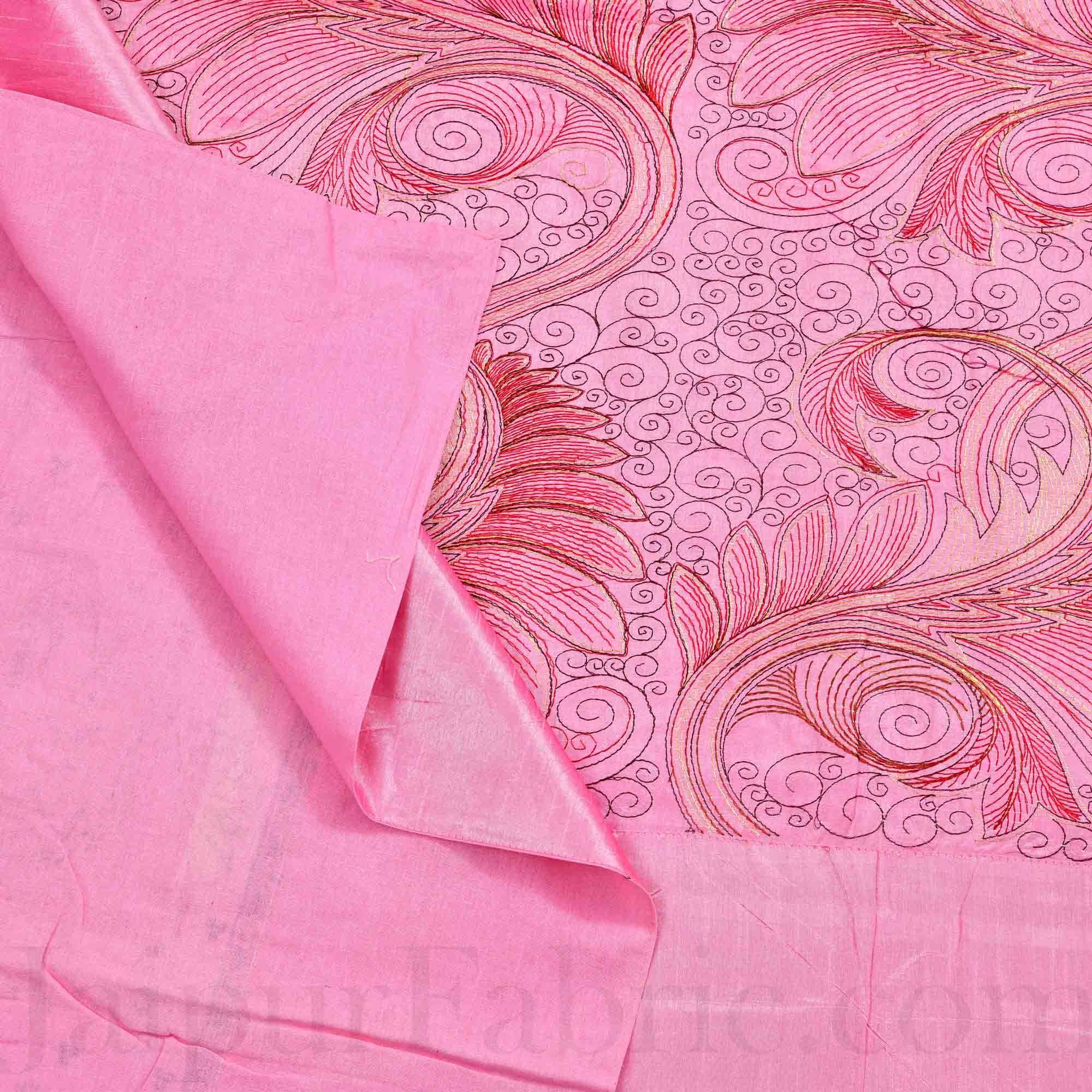 Silk Bed Sheet  Pink Color With Lace Work Superfine bed cover