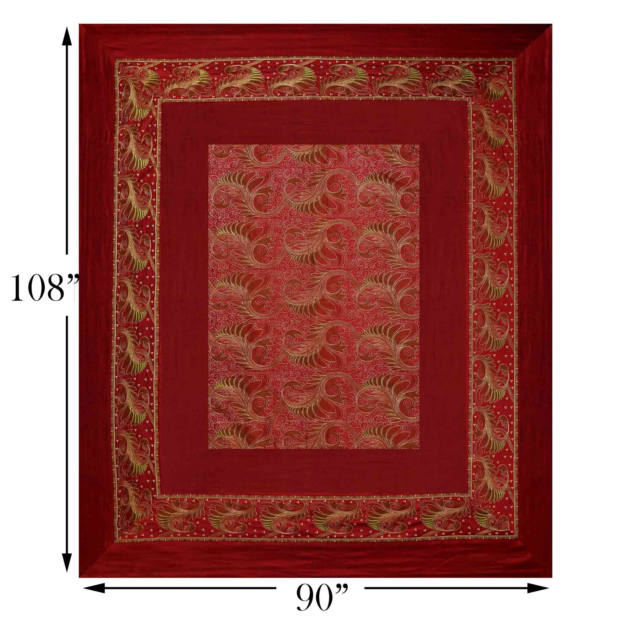 Silk Bed Sheet  Maroon Color With Lace Work Superfine bed cover