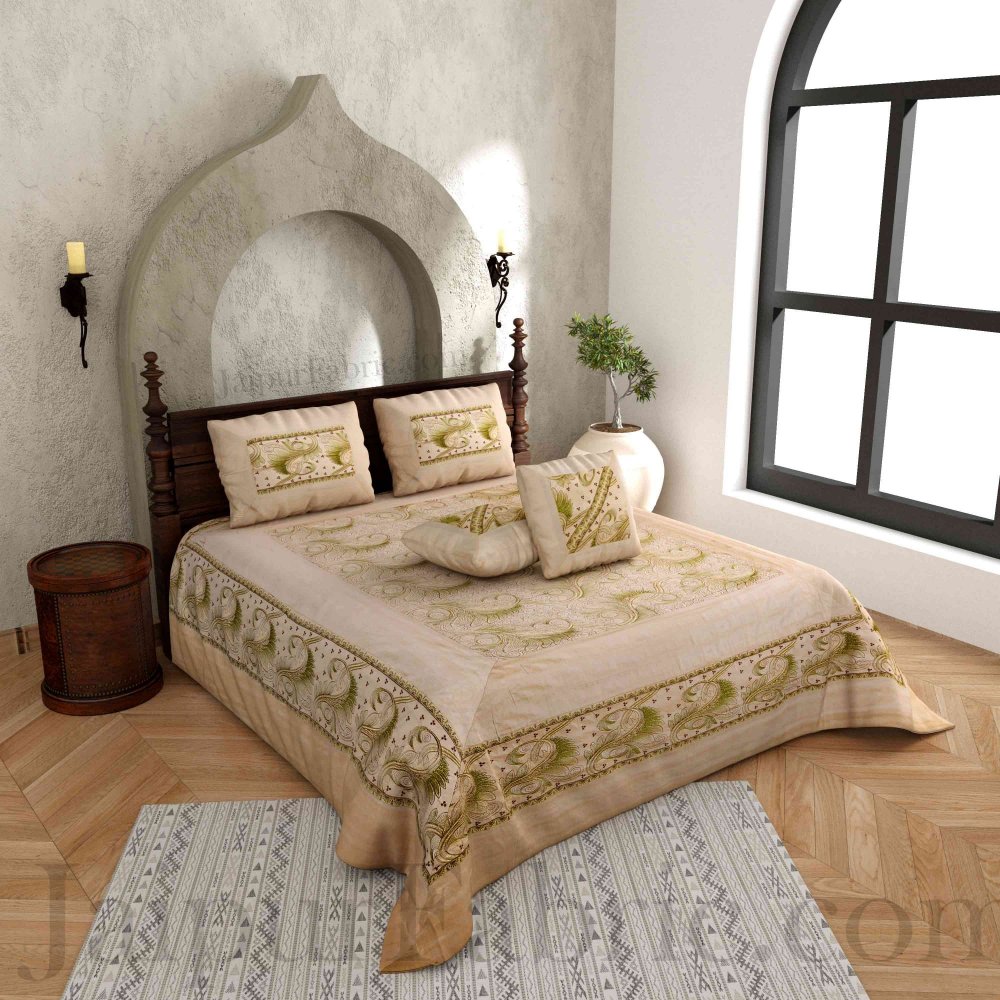 Silk Bed Sheet  White Color With Lace Work Superfine bed cover