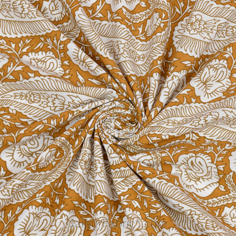 Buautiful Mustard Artistic Paisley Double Bedsheet