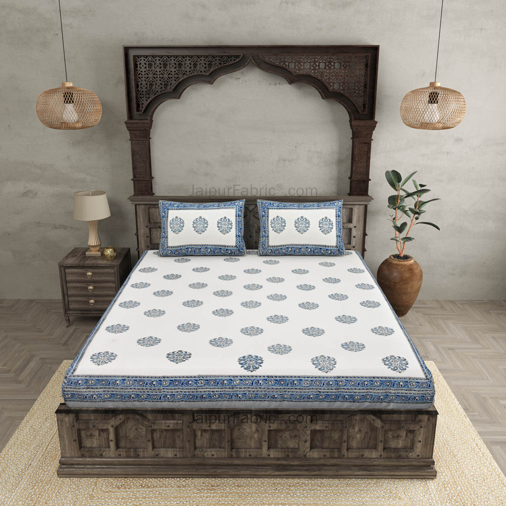 Supple Waves Hand Block Print Double Bedsheet