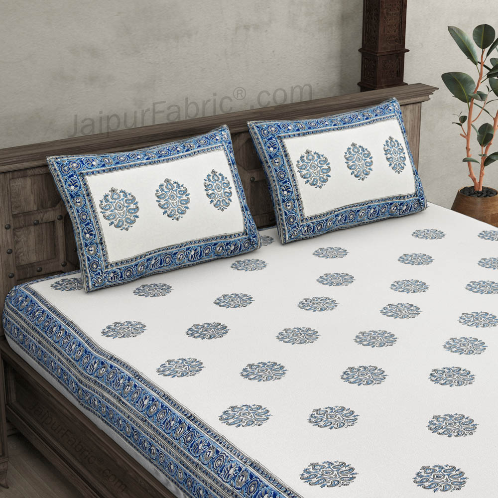 Supple Waves Hand Block Print Double Bedsheet