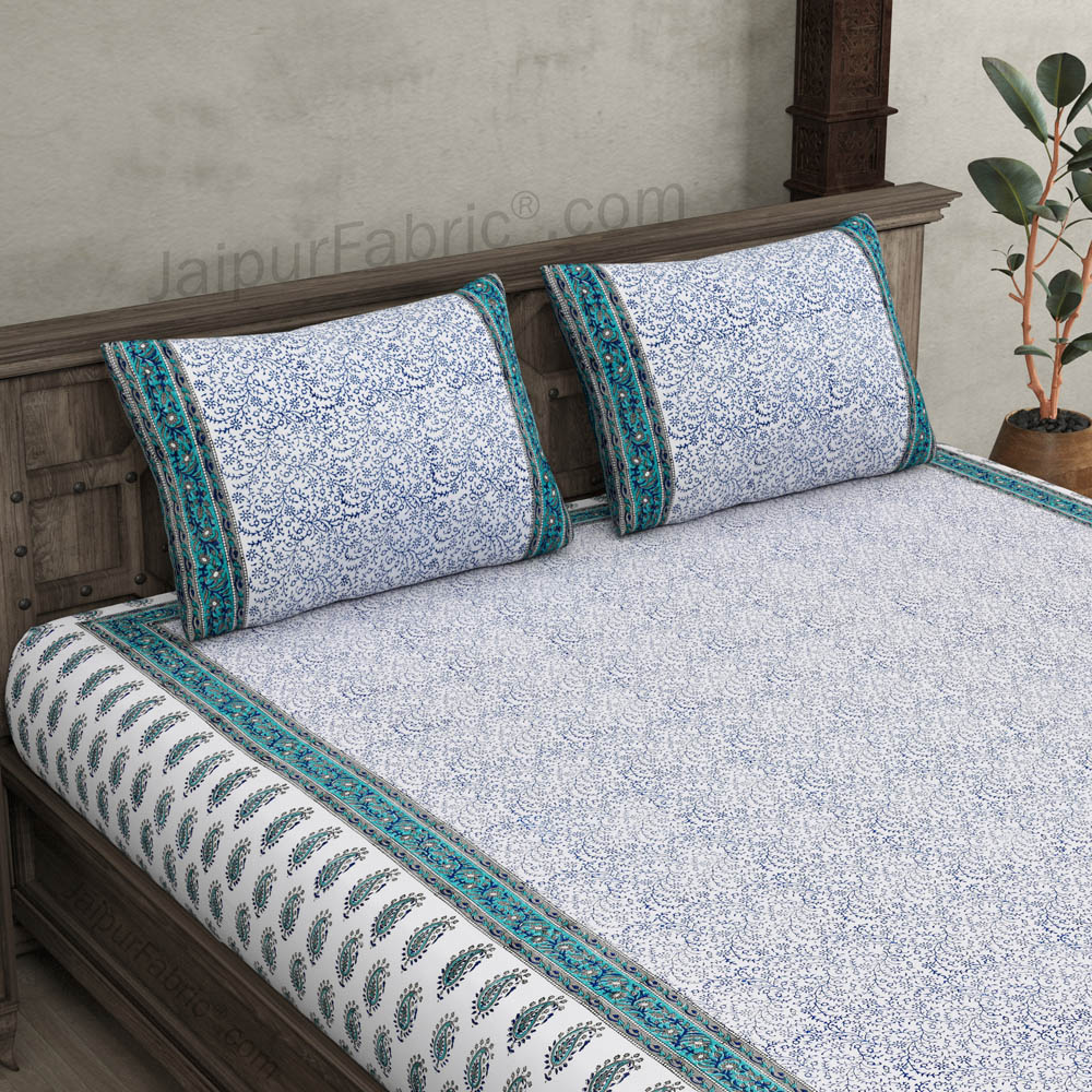 The Blue Opulence Hand Block Print Double Bedsheet