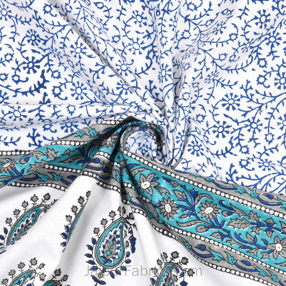 The Blue Opulence Hand Block Print Double Bedsheet