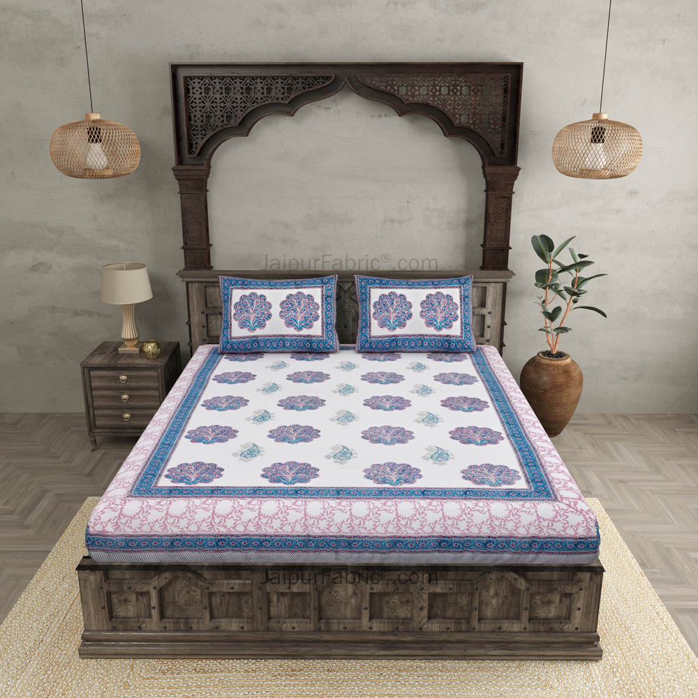 Marvelous Mughal Hand Block Print Double Bedsheet