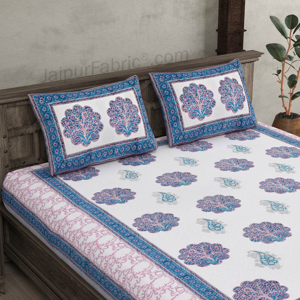 Marvelous Mughal Hand Block Print Double Bedsheet