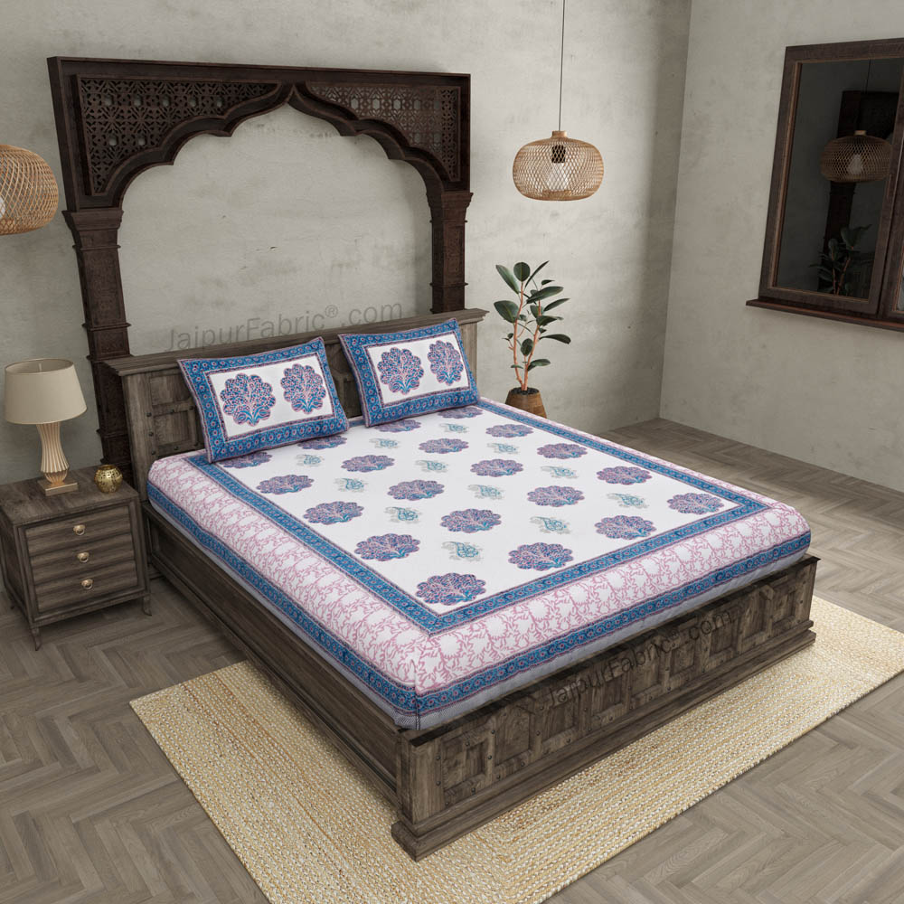 Marvelous Mughal Hand Block Print Double Bedsheet