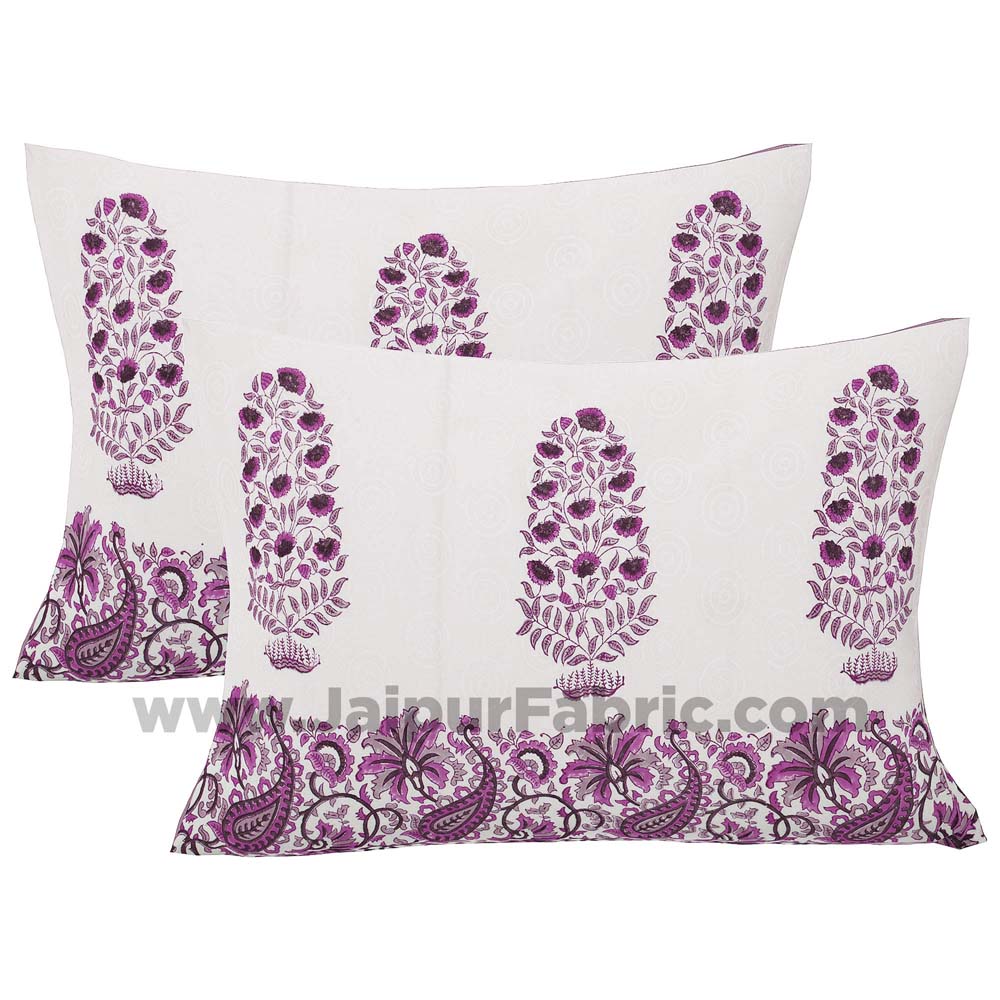 Purple Gamla Hand Block Print Double Bedsheet