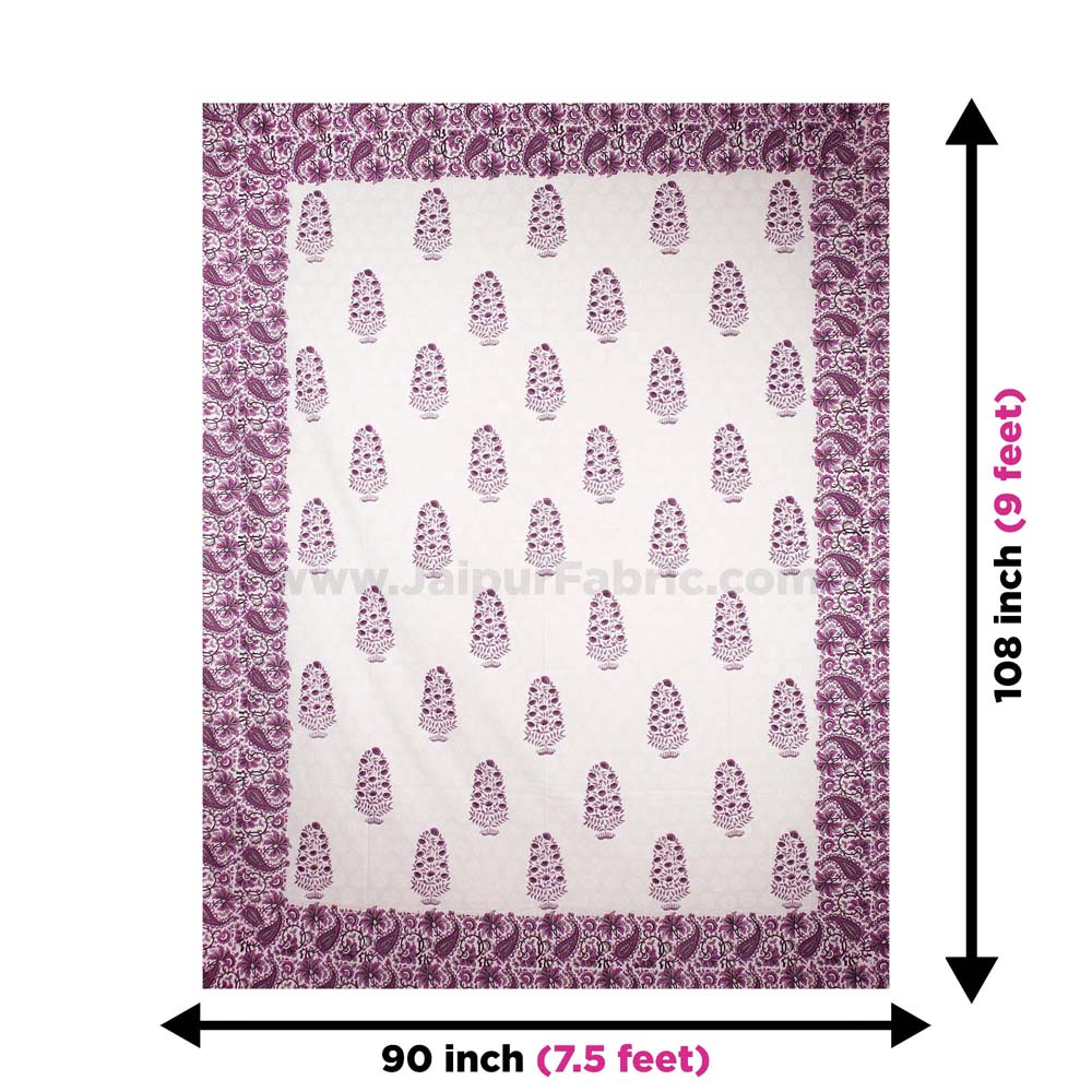 Purple Gamla Hand Block Print Double Bedsheet