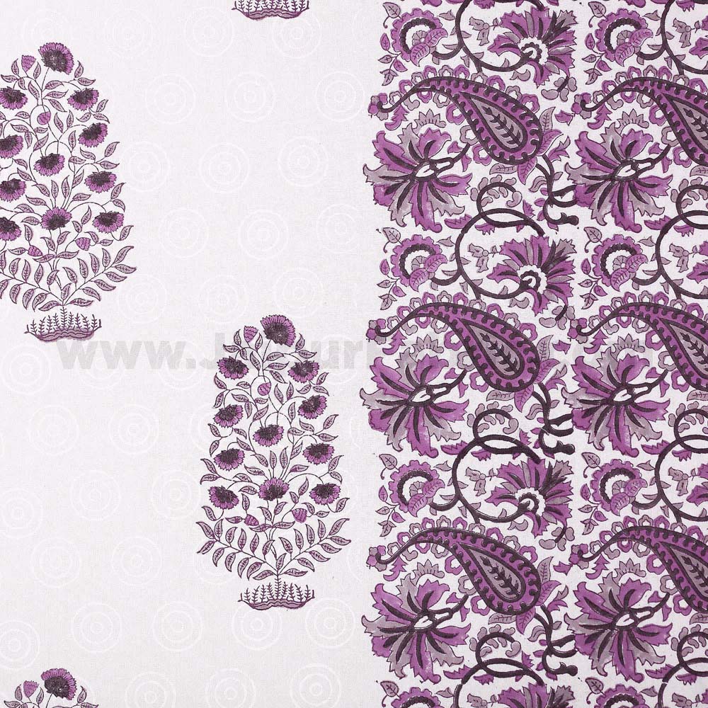 Purple Gamla Hand Block Print Double Bedsheet