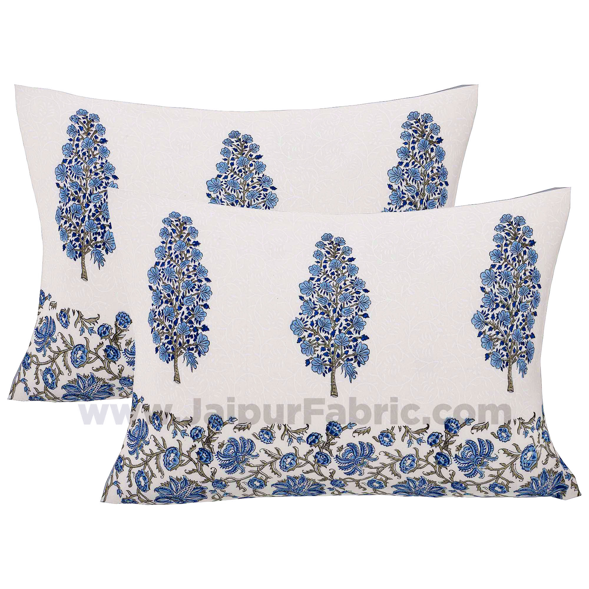 Traditional Tree Blue Hand Block Print Double Bedsheet