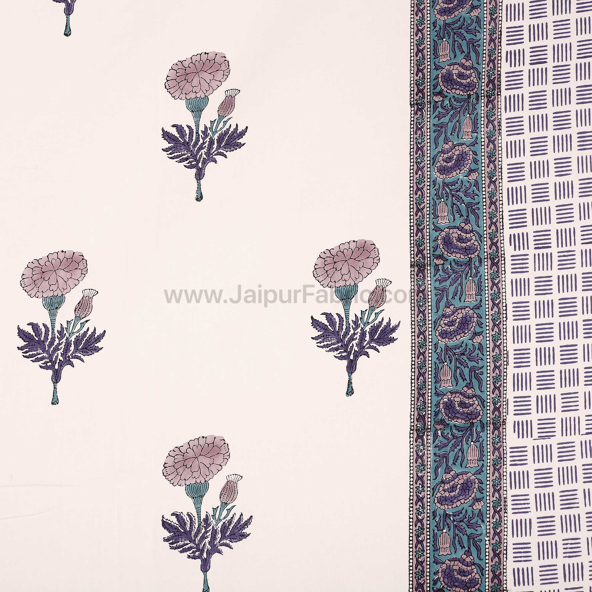 Mystic Marigold Hand Block Print Double Bedsheet