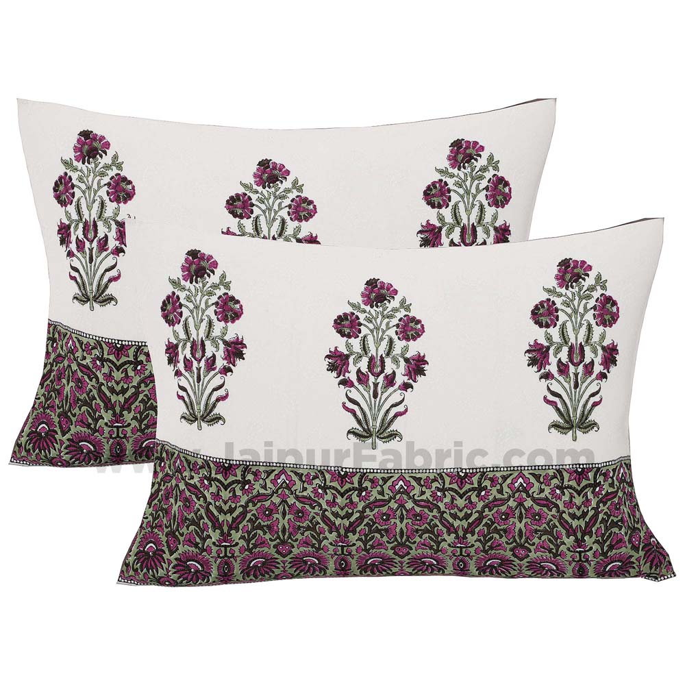 Dark Pink Flora Bunch Hand Block Print Double Bedsheet