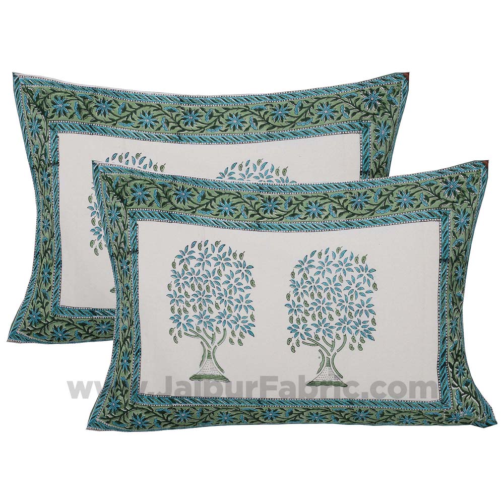 Holy Banyan Tree Green Hand Block Print Double Bedsheet