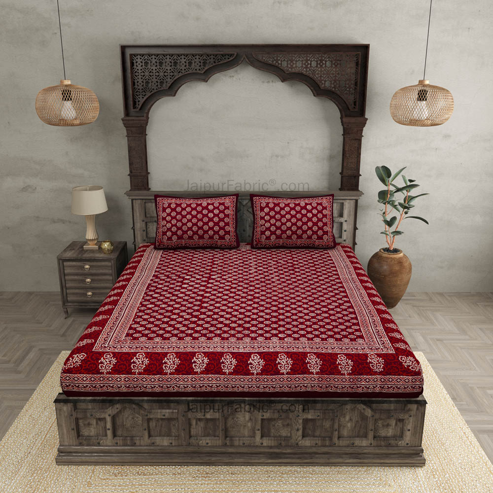 Checkered Lehriya Hand Block Print Double Bedsheet