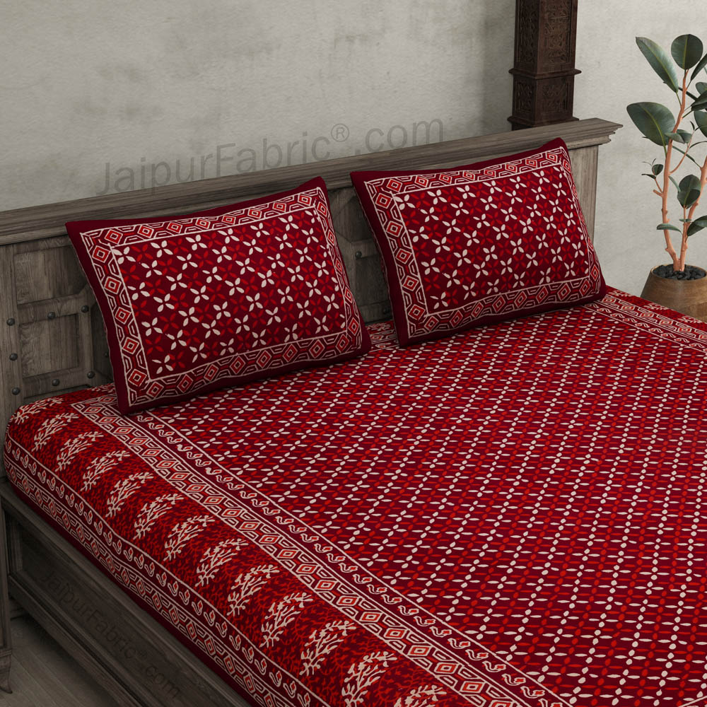 Checkered Lehriya Hand Block Print Double Bedsheet