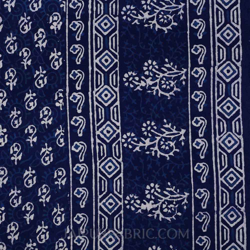 Natural Dye Navy Blue Dabu Print Double Bedsheet