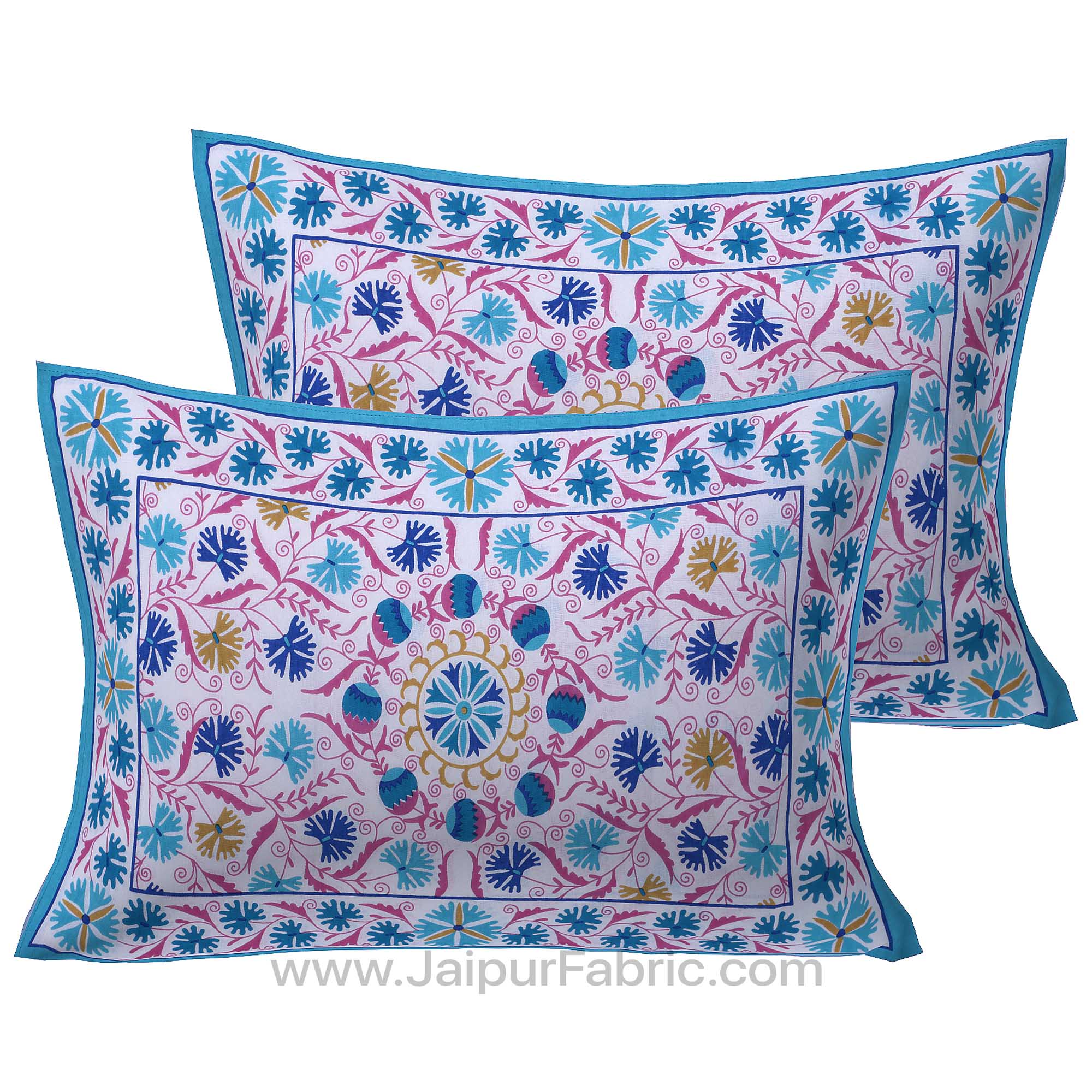 Blue Festive Vibes Double Bedsheet