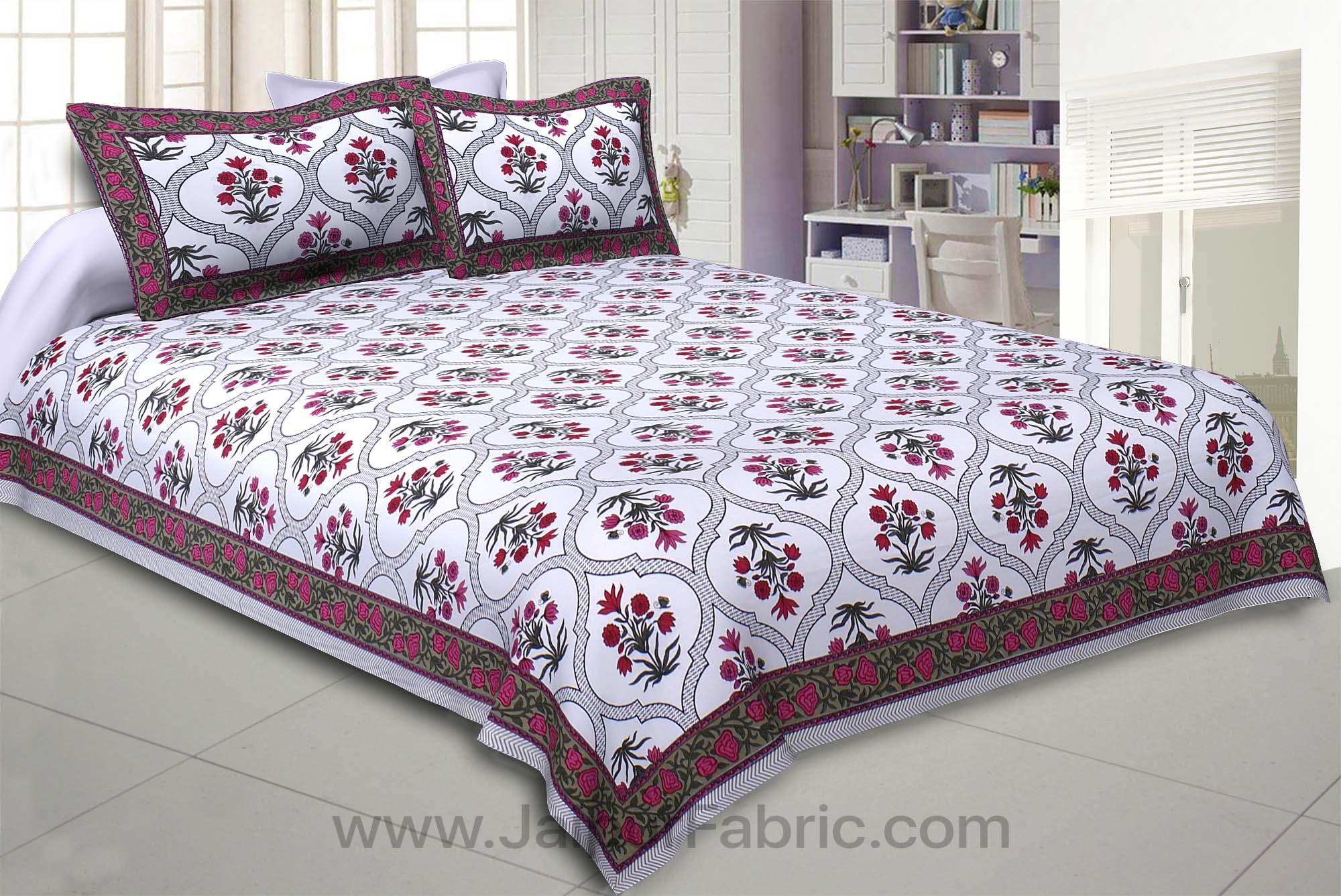 Pink Celebrations Double Bedsheet