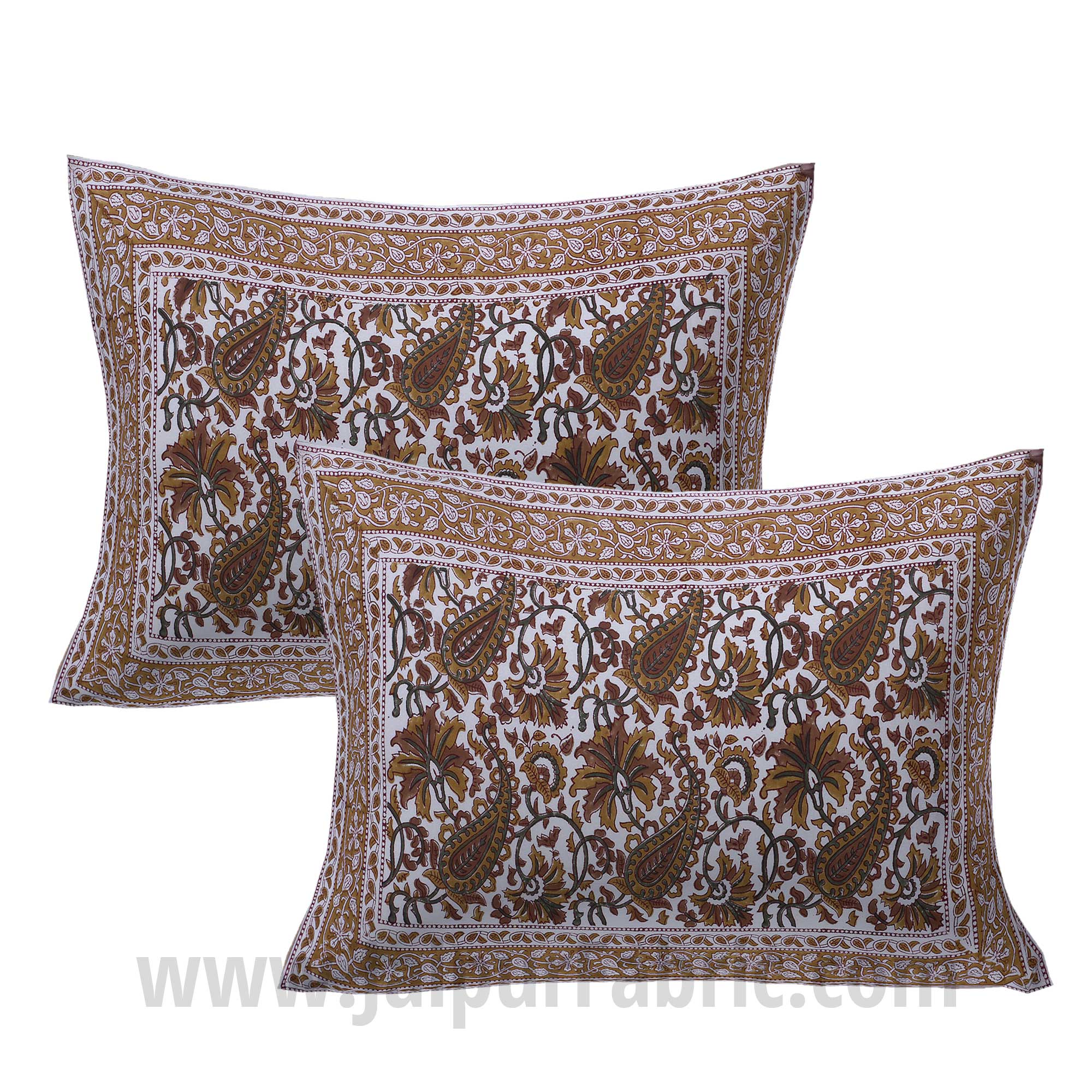 Playful Paisley Brown Hand Block Print Double Bedsheet