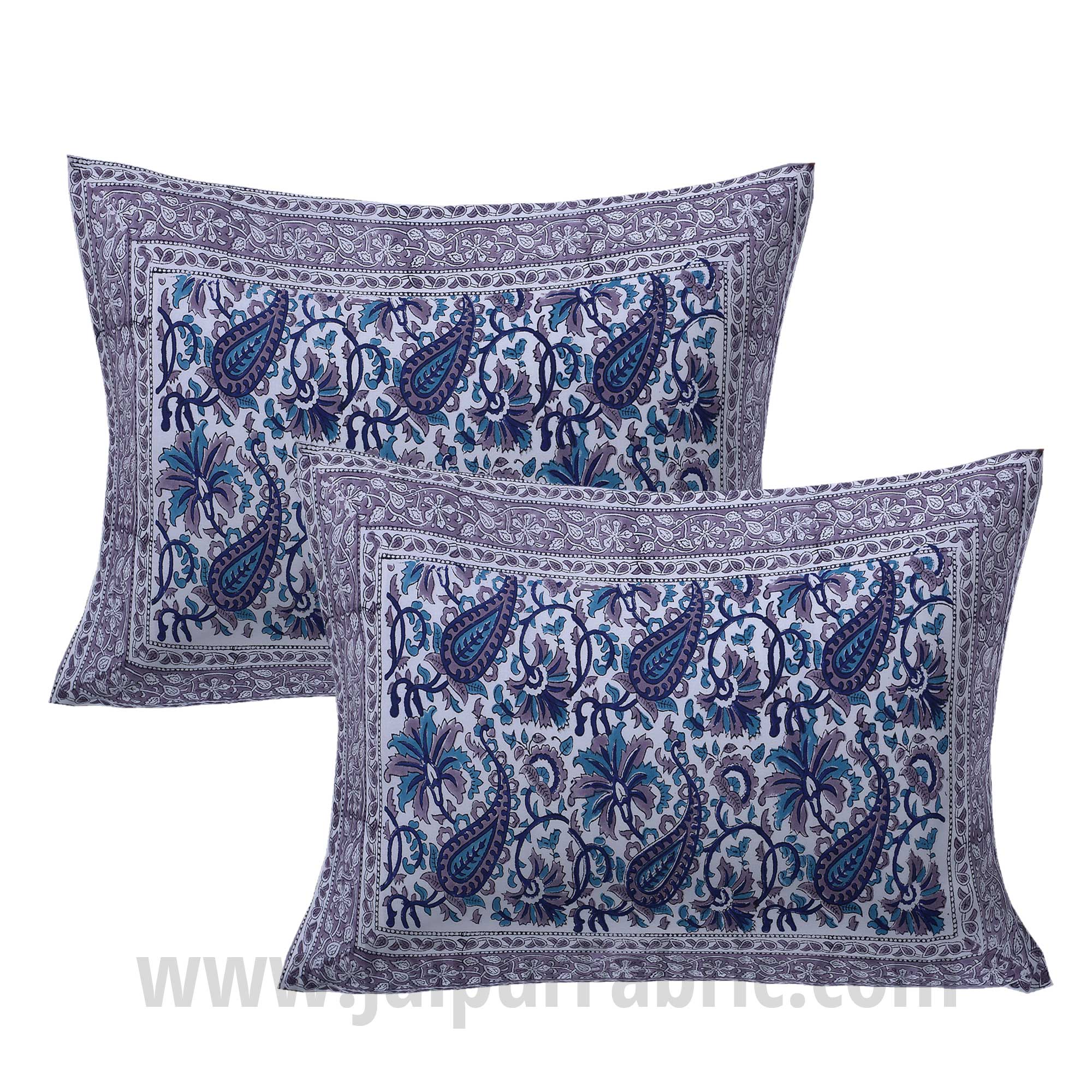 Playful Paisley Blue Hand Block Print Double Bedsheet