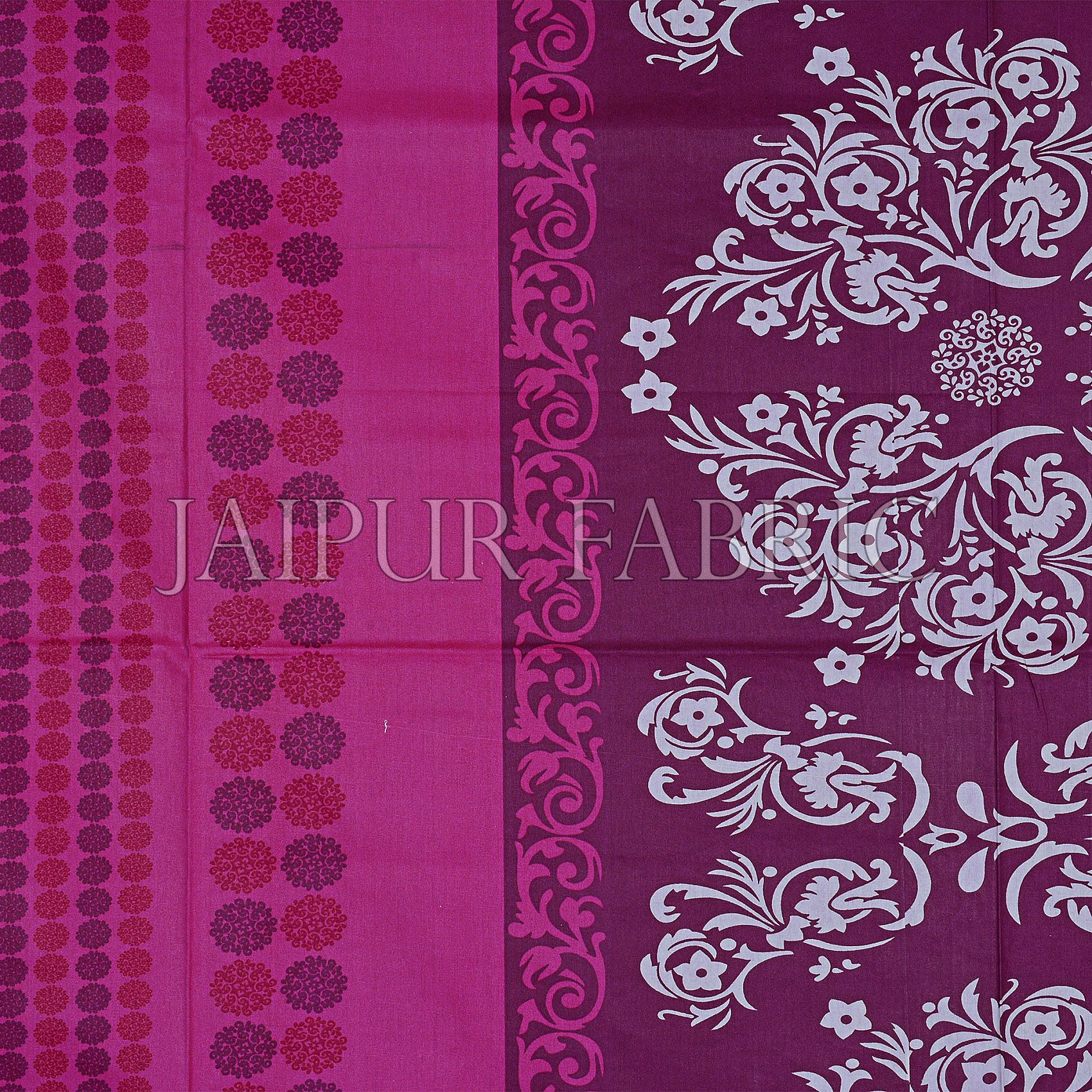 Pink Rajasthani Block Printed Cotton Double Bed Sheet