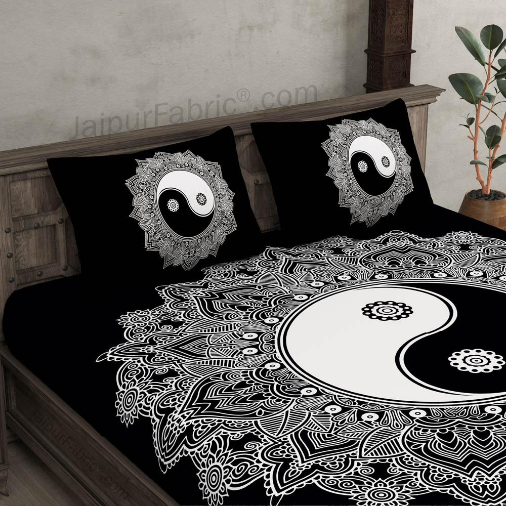 Doordarshan Print Black & White Bedsheet