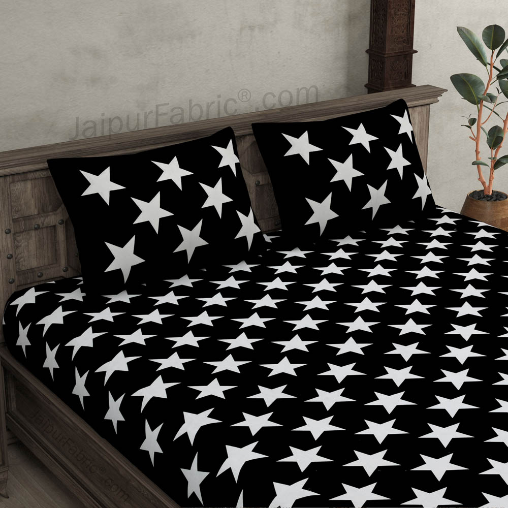 Shinning Stars On Night Black Bedsheet