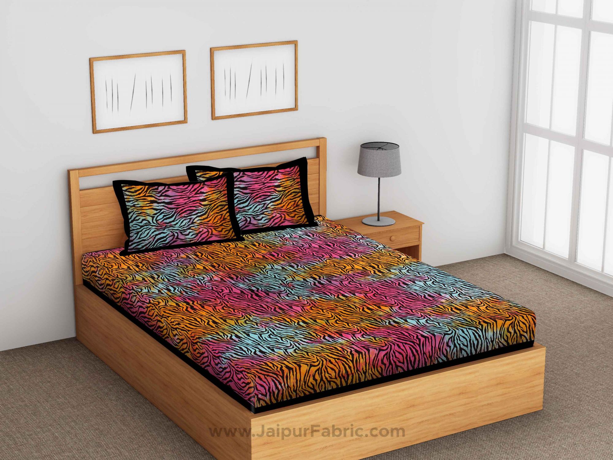 Tie And Dye Zebra Print Fine Cotton Double Bed sheet